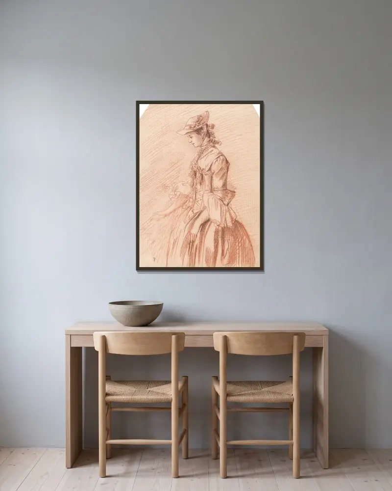 Dama w czepku, Paul Sandby w ramie na ścianie