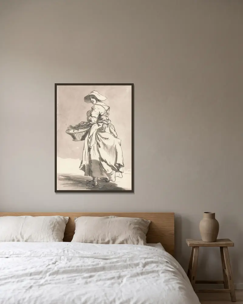 London Cries; Flowers von Paul Sandby gerahmt an einer Wand