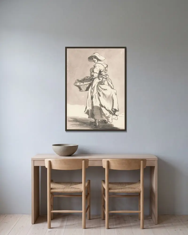 London Cries; Flowers von Paul Sandby gerahmt an einer Wand