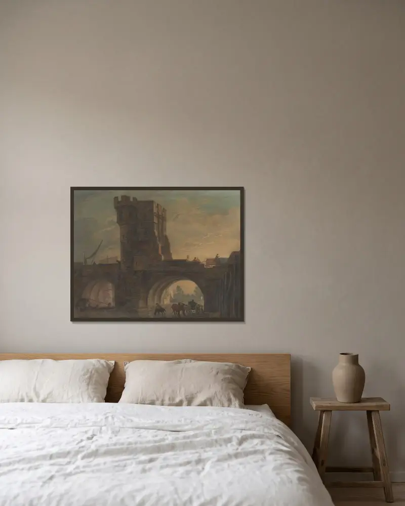 Stary most w Shrewsbury, 1772, Paul Sandby w ramie na ścianie