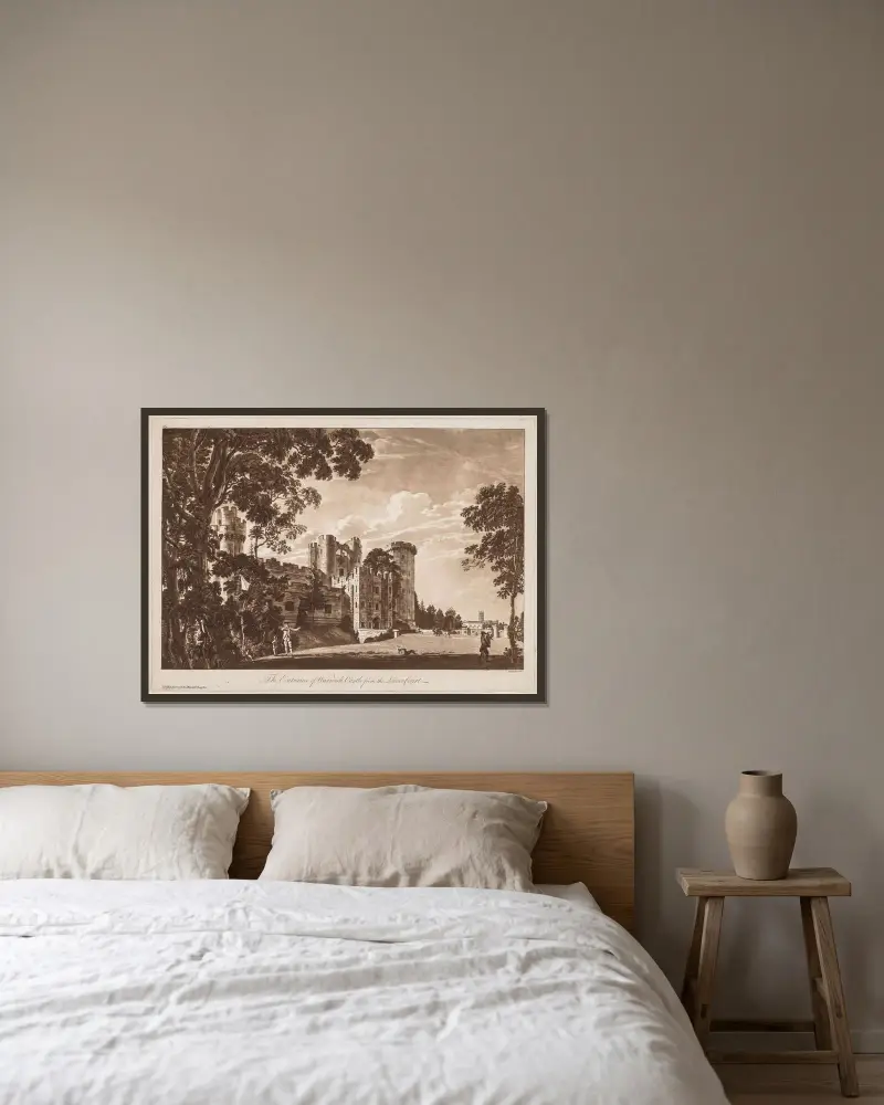 Wejście do zamku Warwick od dolnego dziedzińca, Paul Sandby w ramie na ścianie