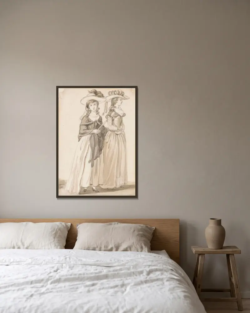 The Misses Sandby of Norwich av Paul Sandby inramad på en vägg