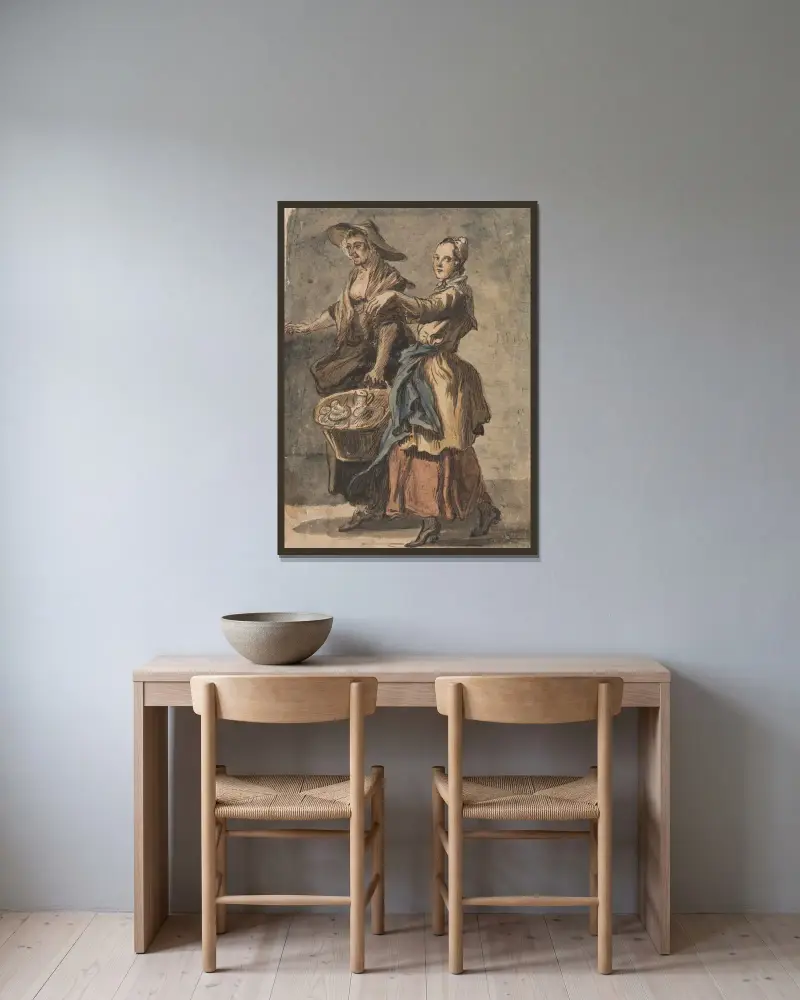 Dwie kobiety z koszem, 1759, Paul Sandby w ramie na ścianie