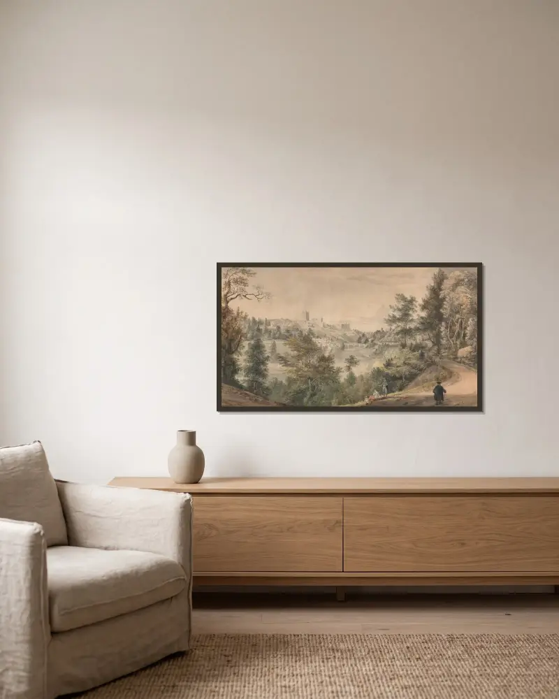 Utsikt över Richmond Castle, Yorkshire av Paul Sandby inramad på en vägg