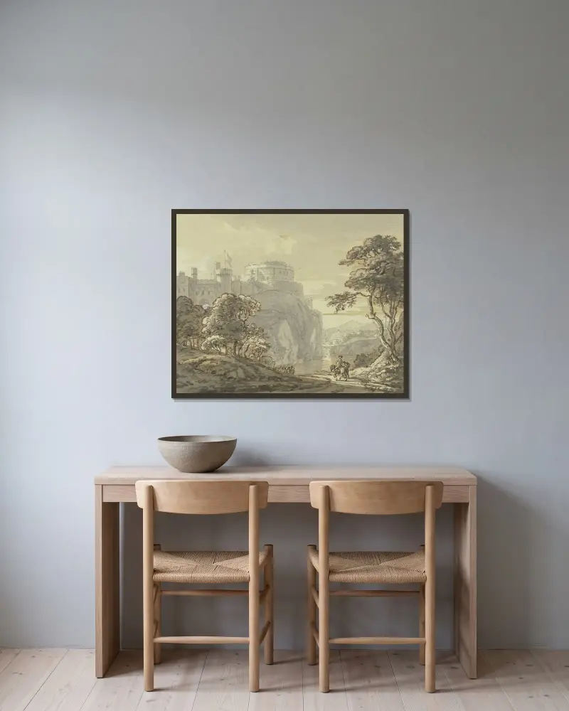 Widok na zamek Windsor, Paul Sandby w ramie na ścianie