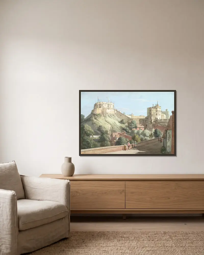 Windsor Castle- The Round Tower, Royal Court and Devil’s Tower from the Black Rod av Paul Sandby inramad på en vägg