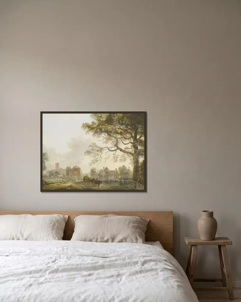 Woolwich av Paul Sandby inramad på en vägg