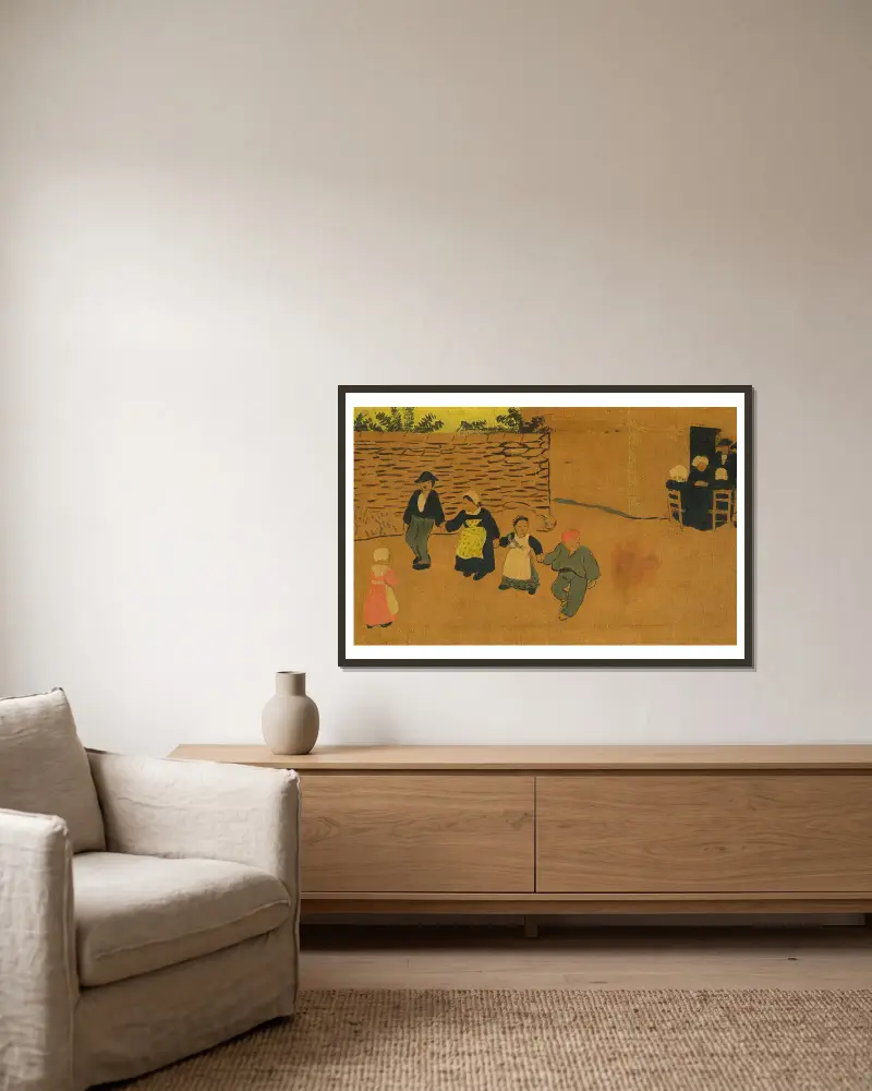 Bretonisches Panel mit Kindern von Paul Sérusier gerahmt an einer Wand