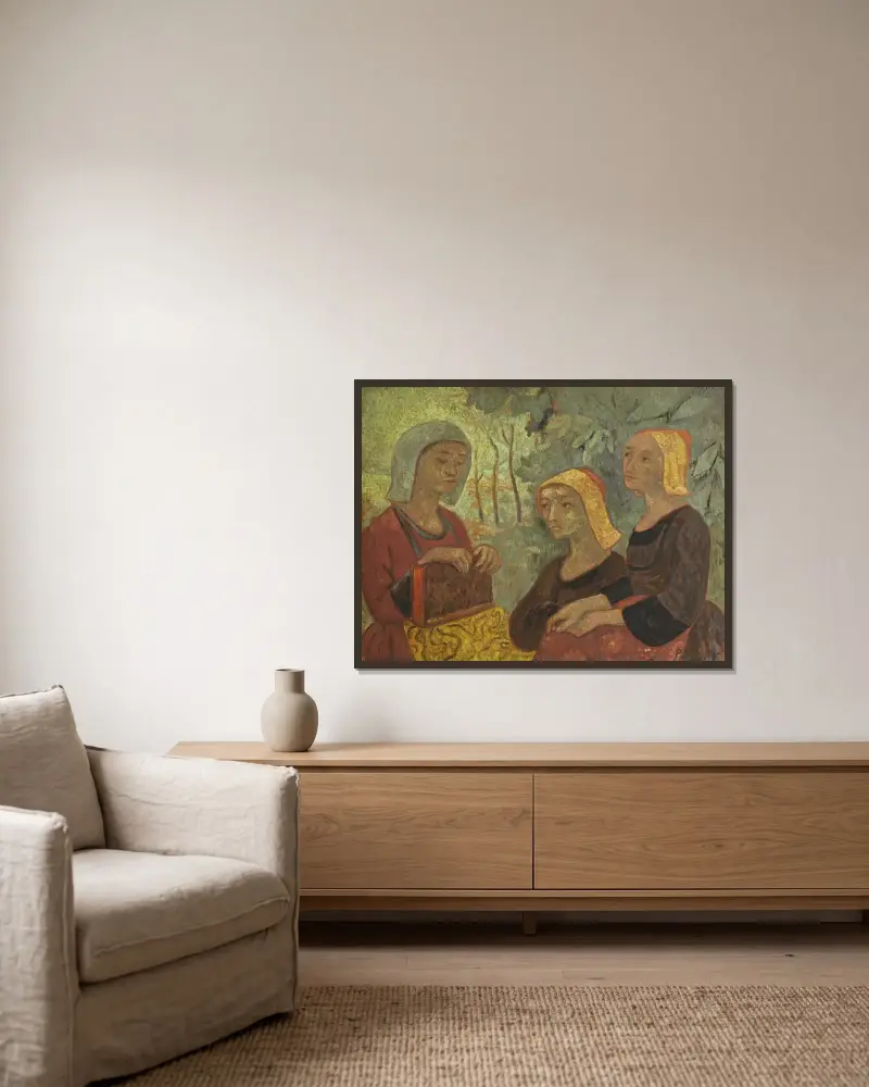 Bretoninnen mit Buch von Paul Sérusier gerahmt an einer Wand