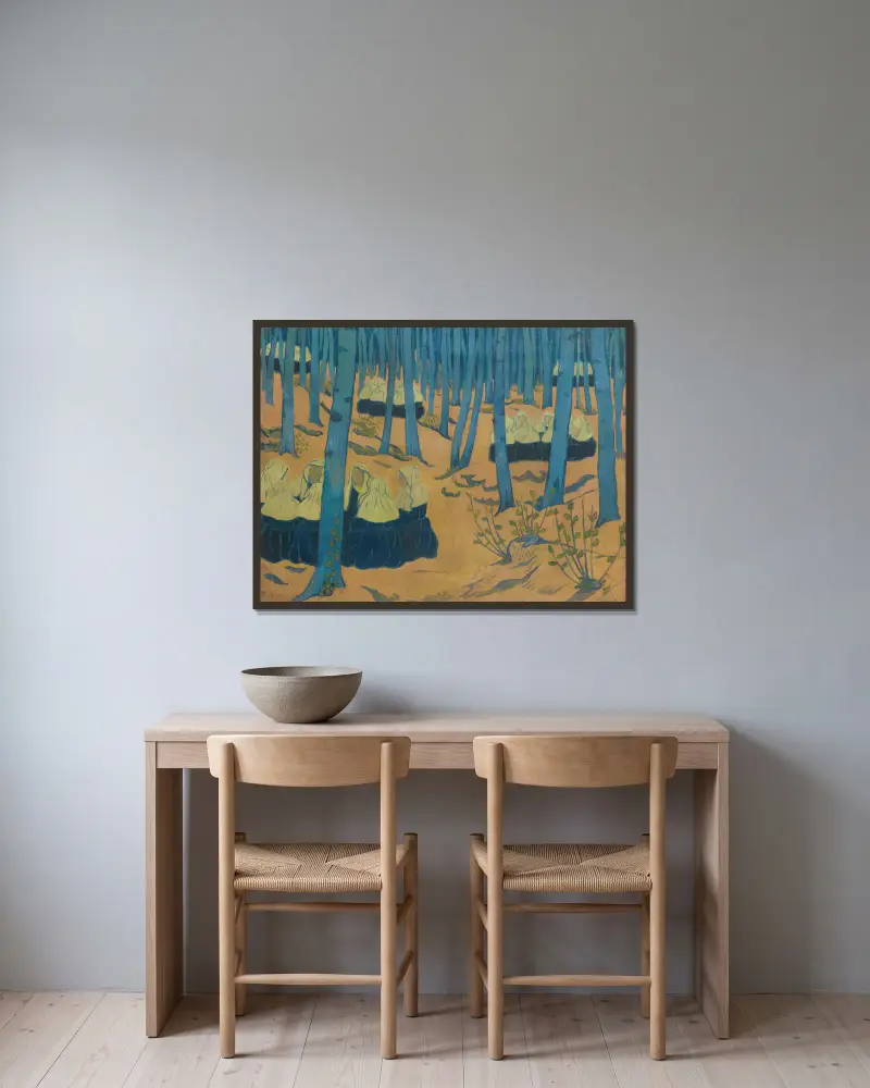 Bretonnes, Réunion Dans Le Bois Sacré av Paul Sérusier inramad på en vägg