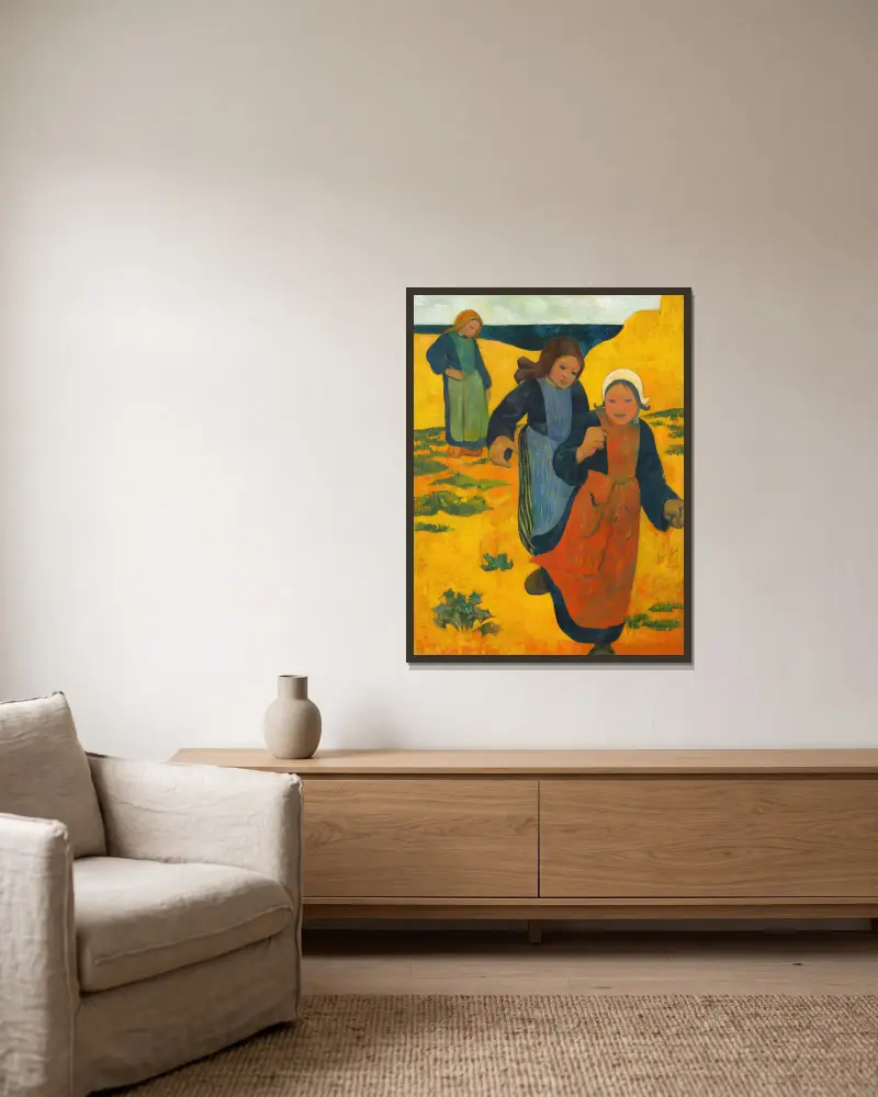 Mädchen am großen Sandstrand von Paul Sérusier gerahmt an einer Wand