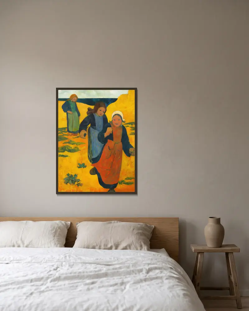 Mädchen am großen Sandstrand von Paul Sérusier gerahmt an einer Wand