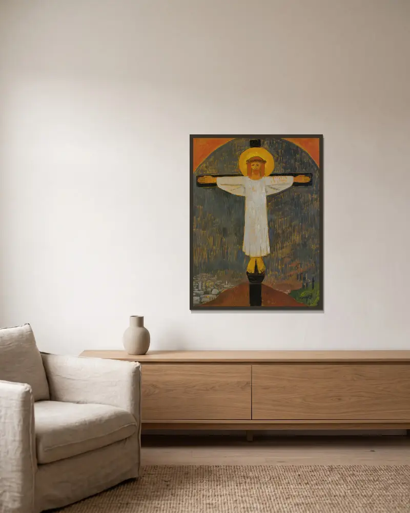 Der weiße Christus von Paul Sérusier gerahmt an einer Wand