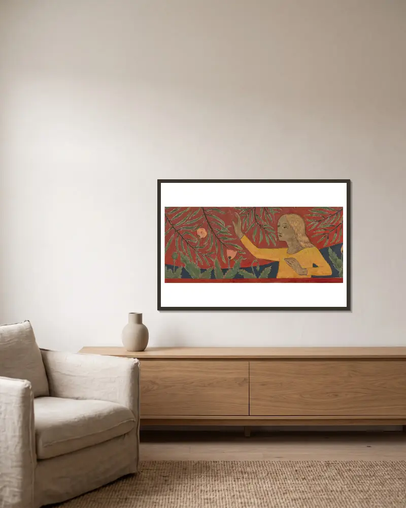 Les Fées aux Balles d’or av Paul Sérusier inramad på en vägg