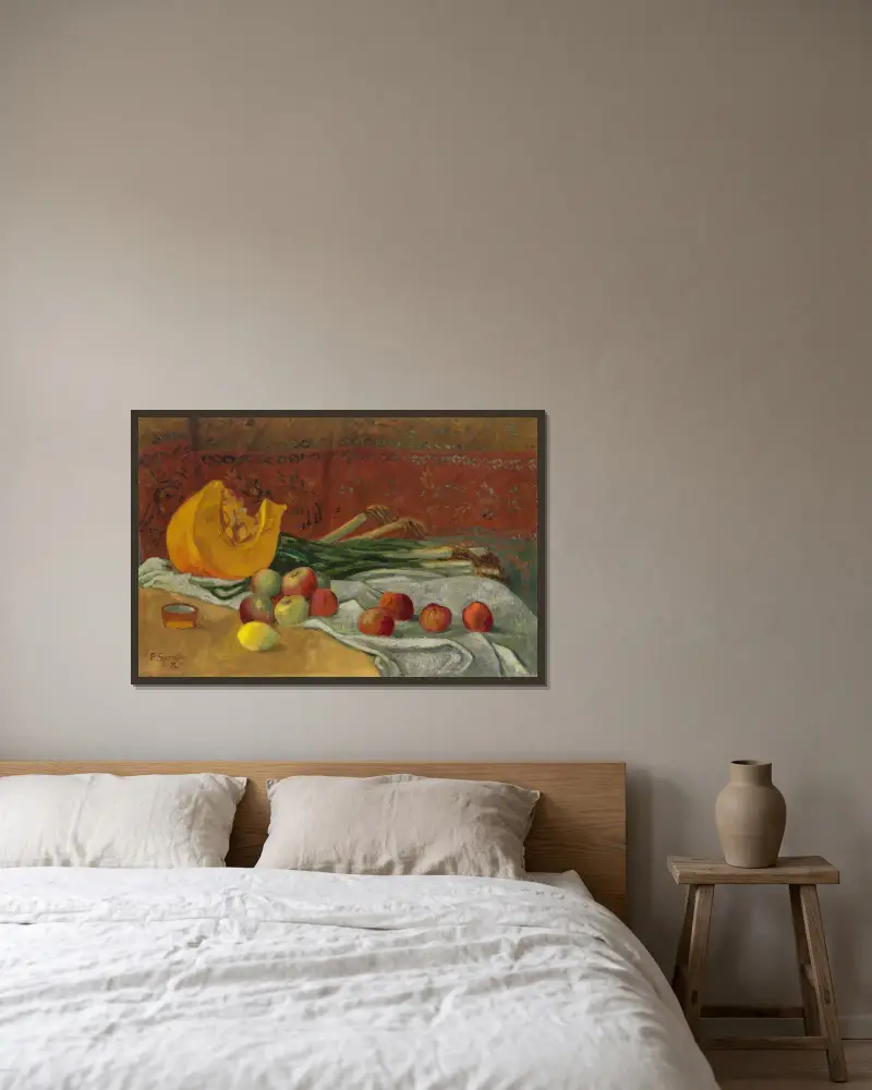 Stillleben mit Kürbis von Paul Sérusier gerahmt an einer Wand