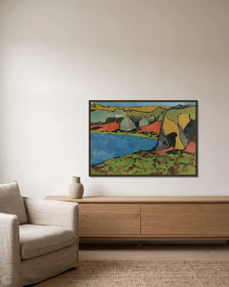 Paysage Breton, La Petite Anse av Paul Sérusier inramad på en vägg