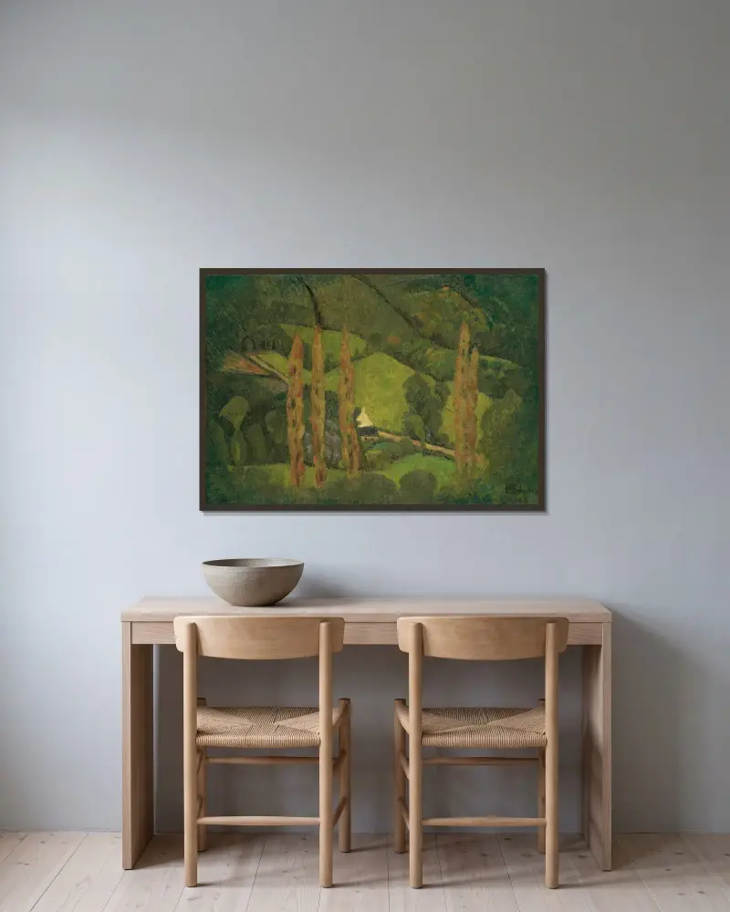 Grüne Landschaft, Tal von Châteauneuf von Paul Sérusier gerahmt an einer Wand