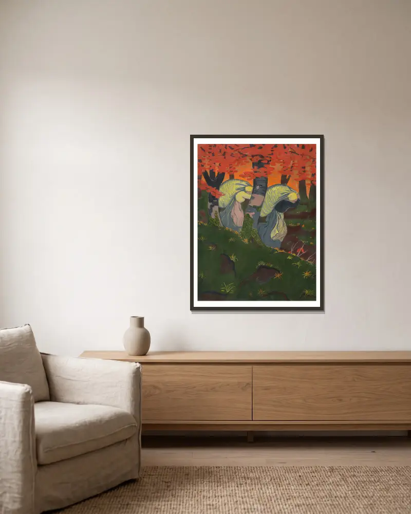 Sackträgerinnen von Paul Sérusier gerahmt an einer Wand