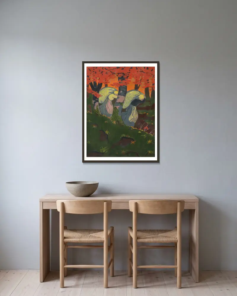 Sackträgerinnen von Paul Sérusier gerahmt an einer Wand