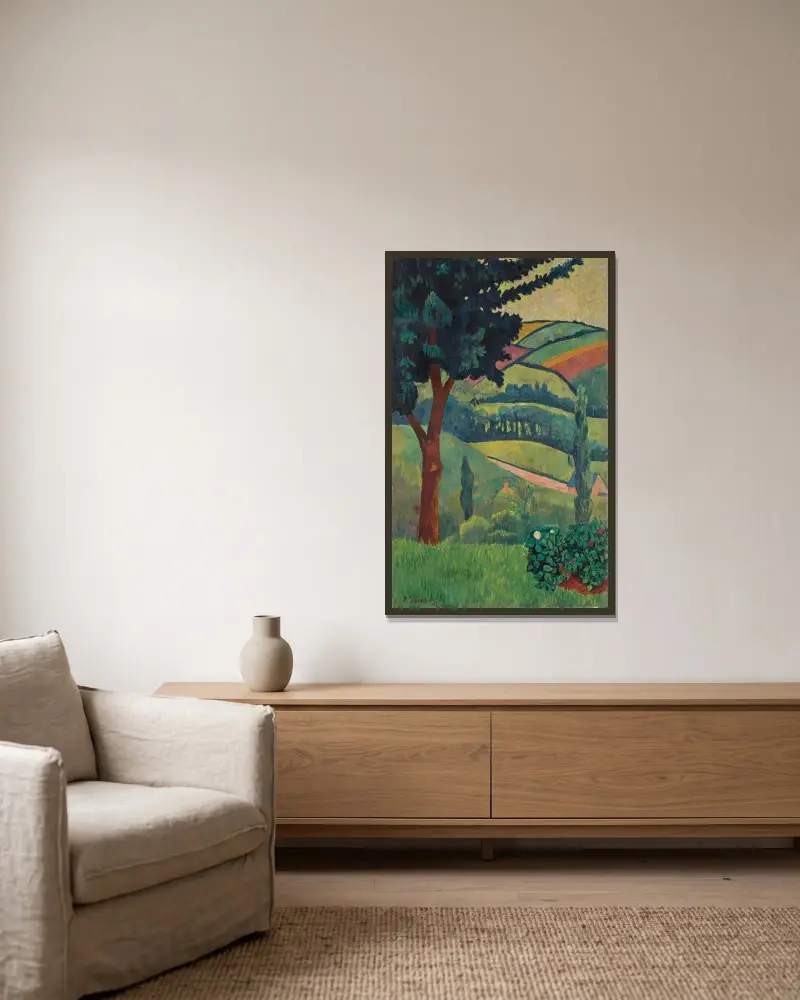 Tal bei trübem Wetter, Châteauneuf von Paul Sérusier gerahmt an einer Wand