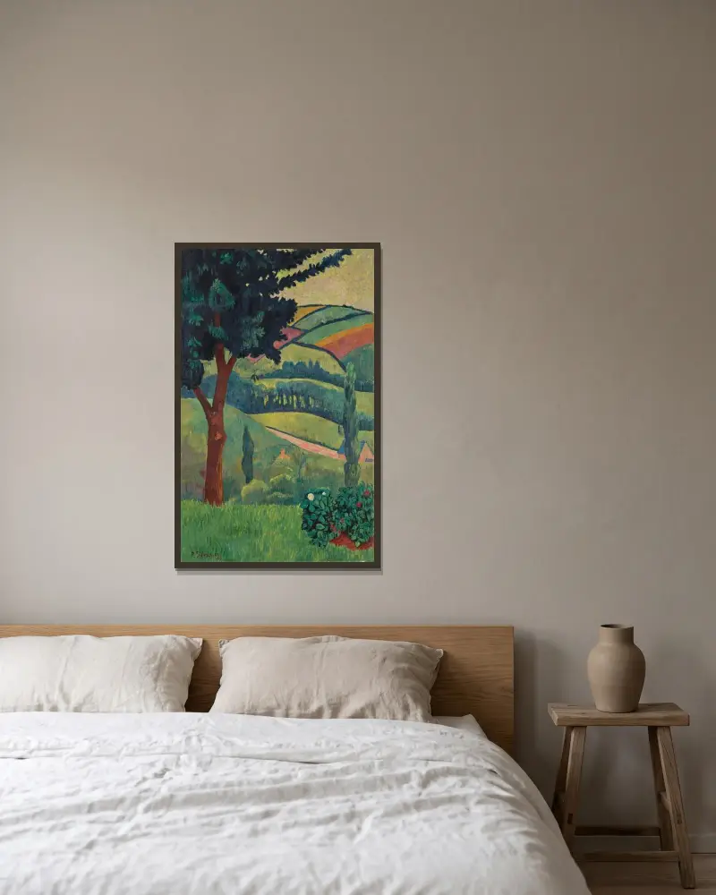 Tal bei trübem Wetter, Châteauneuf von Paul Sérusier gerahmt an einer Wand