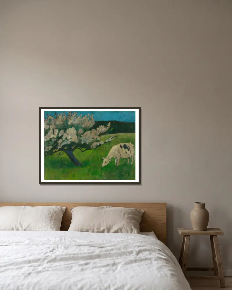 Weiße Kuh von Paul Sérusier gerahmt an einer Wand