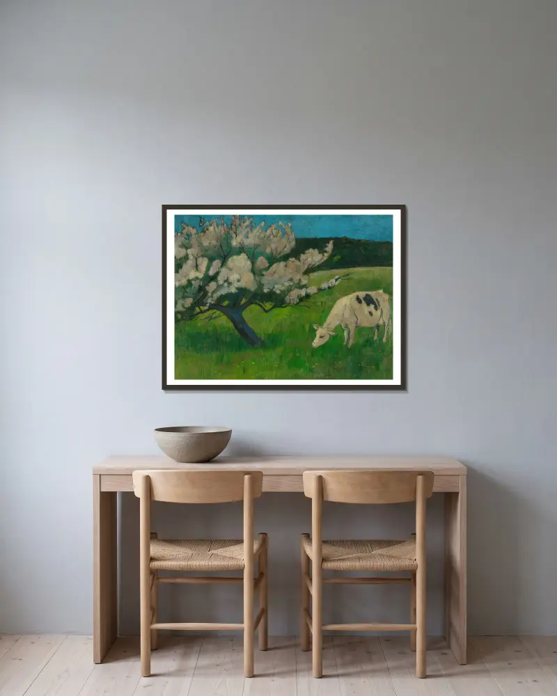 Weiße Kuh von Paul Sérusier gerahmt an einer Wand
