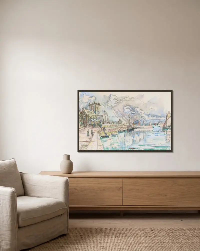Barfleur, Le Port von Paul Signac gerahmt an einer Wand