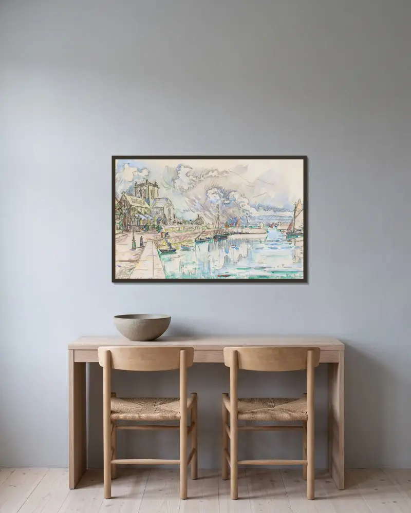 Barfleur, Le Port von Paul Signac gerahmt an einer Wand
