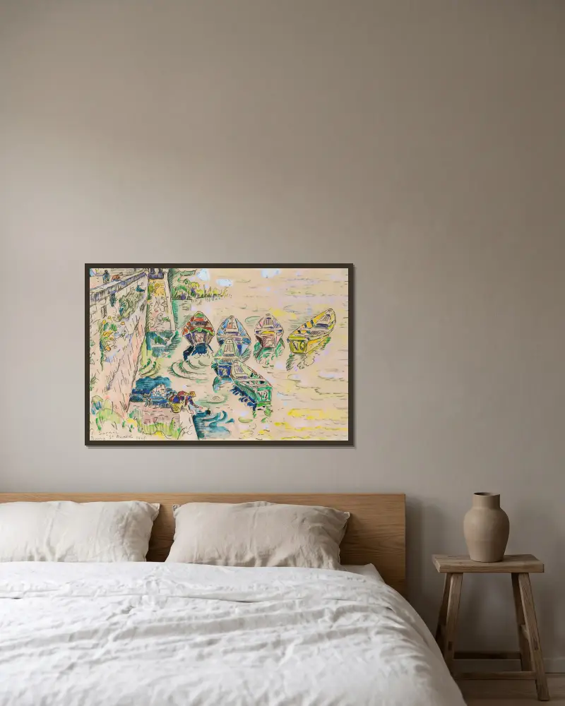 Bourg Saint-Andéo av Paul Signac inramad på en vägg