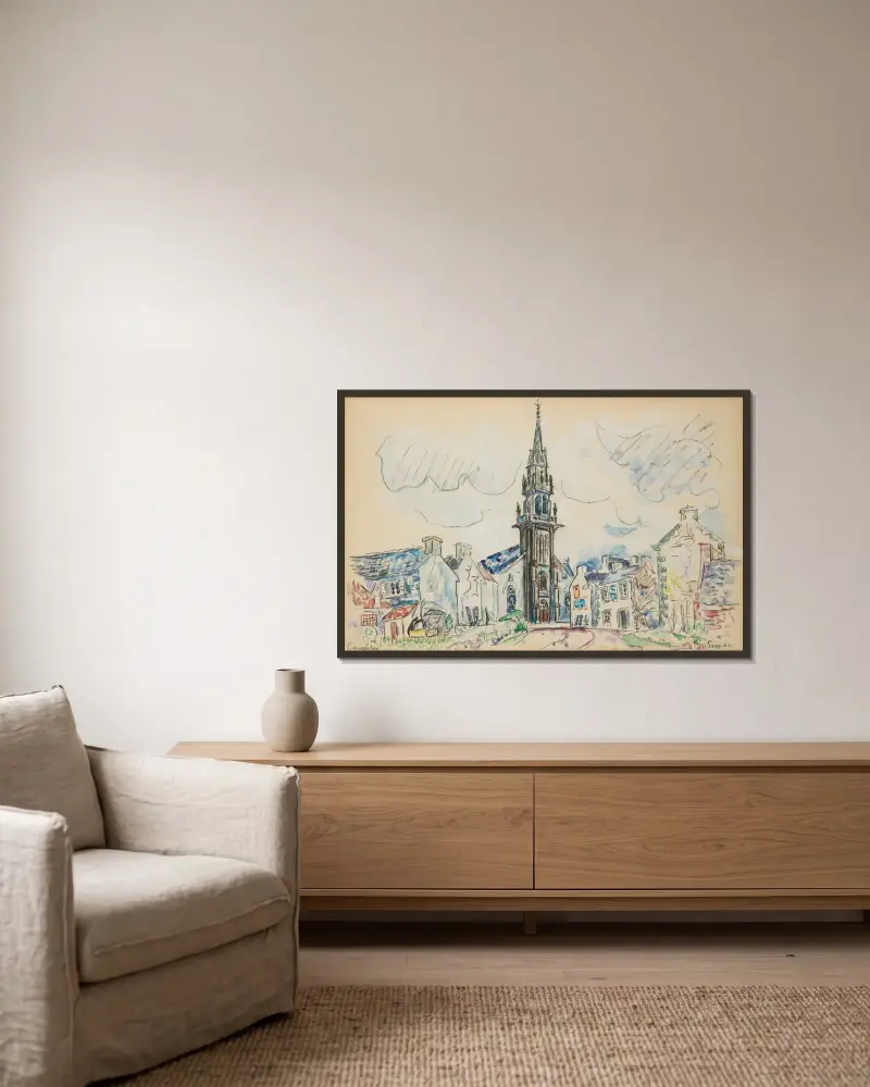 Carantec, kostel, Paul Signac v rámu na stěně