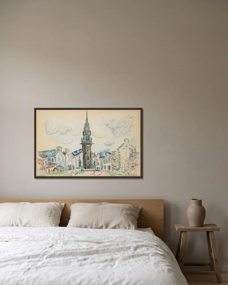 Carantec, kostel, Paul Signac v rámu na stěně