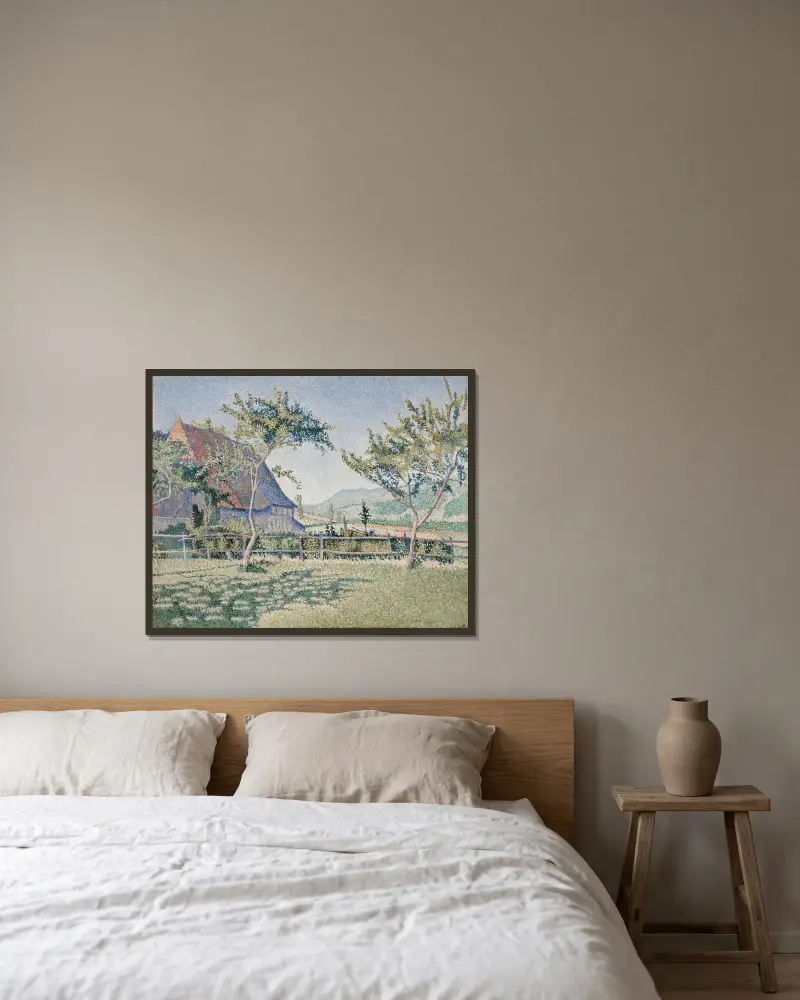 Comblat-le-Château, the Meadow (Le Pré) av Paul Signac inramad på en vägg
