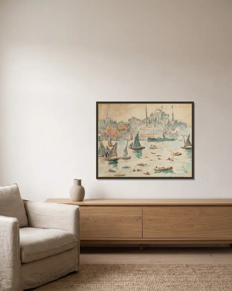 Constantinople, Sainte-Sophie av Paul Signac inramad på en vägg