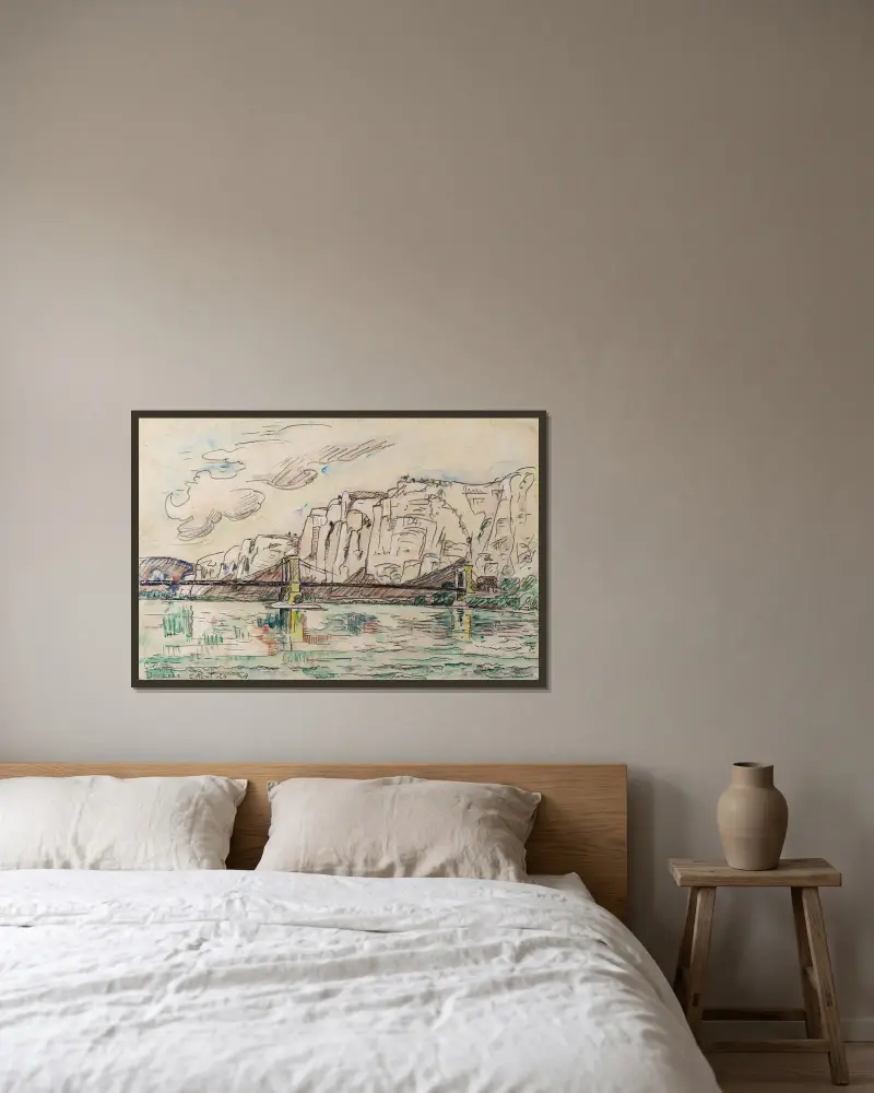 Donzère, die Brücke von Paul Signac gerahmt an einer Wand