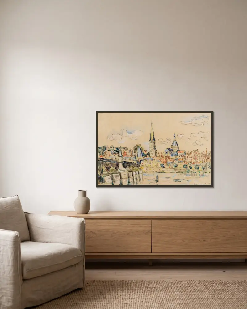 La Charité Sur Loire av Paul Signac inramad på en vägg