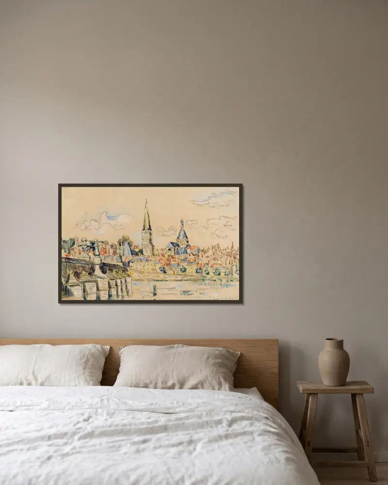 La Charité Sur Loire av Paul Signac inramad på en vägg