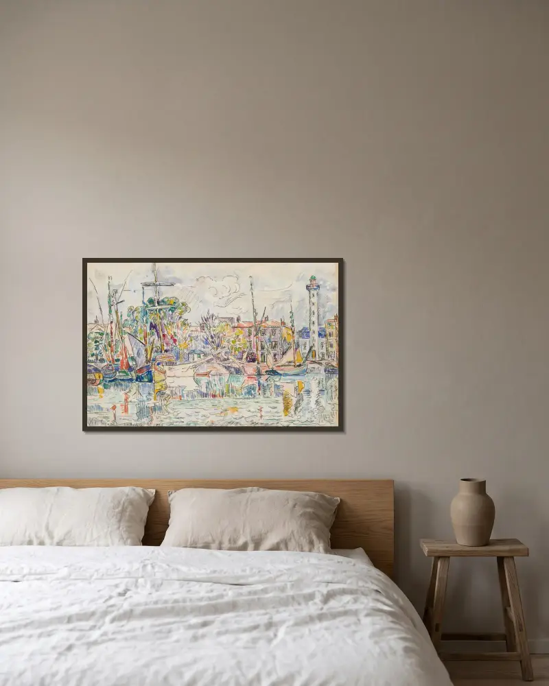 La Rochelle, le phare av Paul Signac inramad på en vägg