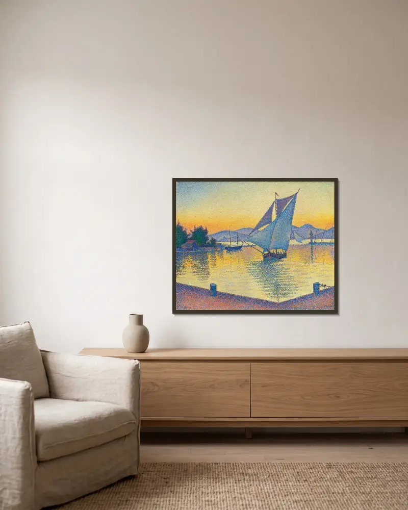 Le Port Au Soleil Couchant, Opus 236 (Saint-Tropez) av Paul Signac inramad på en vägg