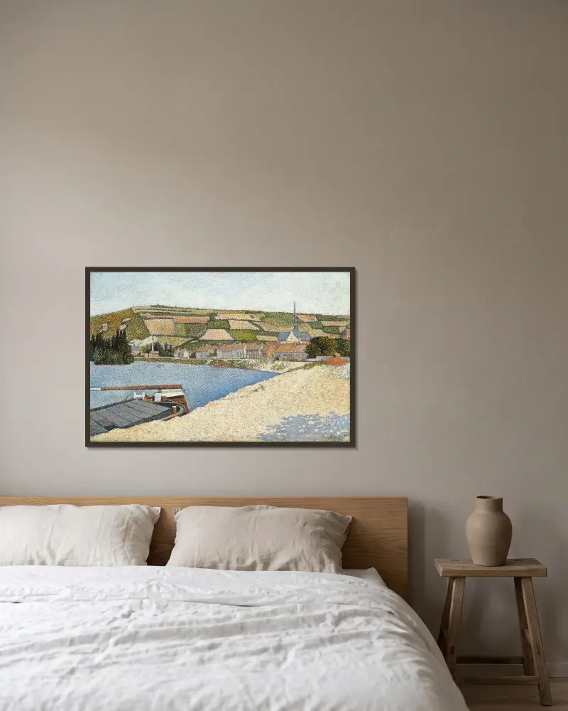 Les Andelys, Côte d’Aval av Paul Signac inramad på en vägg