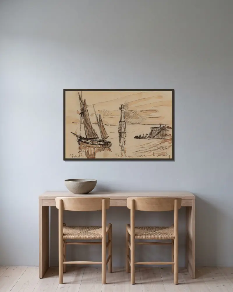 Der Leuchtturm von Loctudy von Paul Signac gerahmt an einer Wand