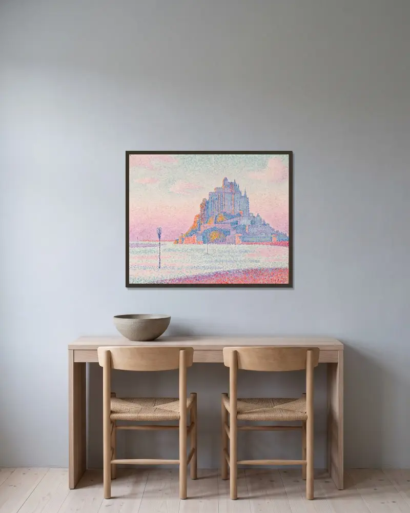 Mont Saint-Michel, Setting Sun av Paul Signac inramad på en vägg
