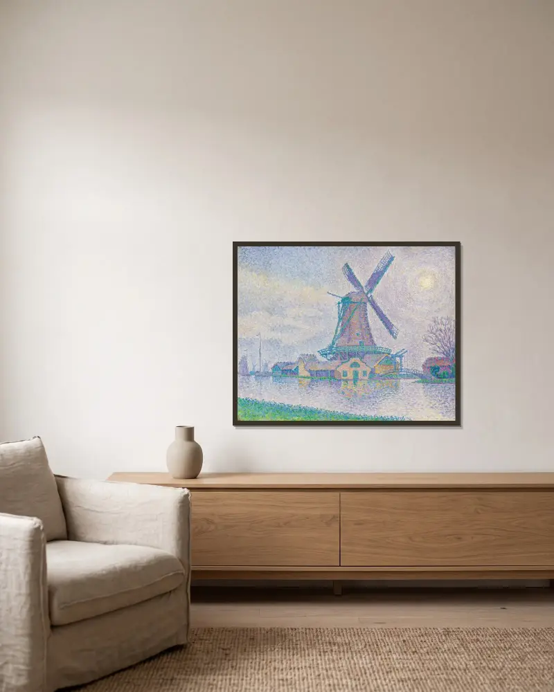 Větrný mlýn v Edamu, Paul Signac v rámu na stěně