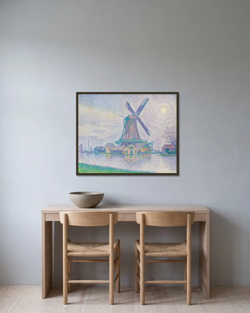 Větrný mlýn v Edamu, Paul Signac v rámu na stěně