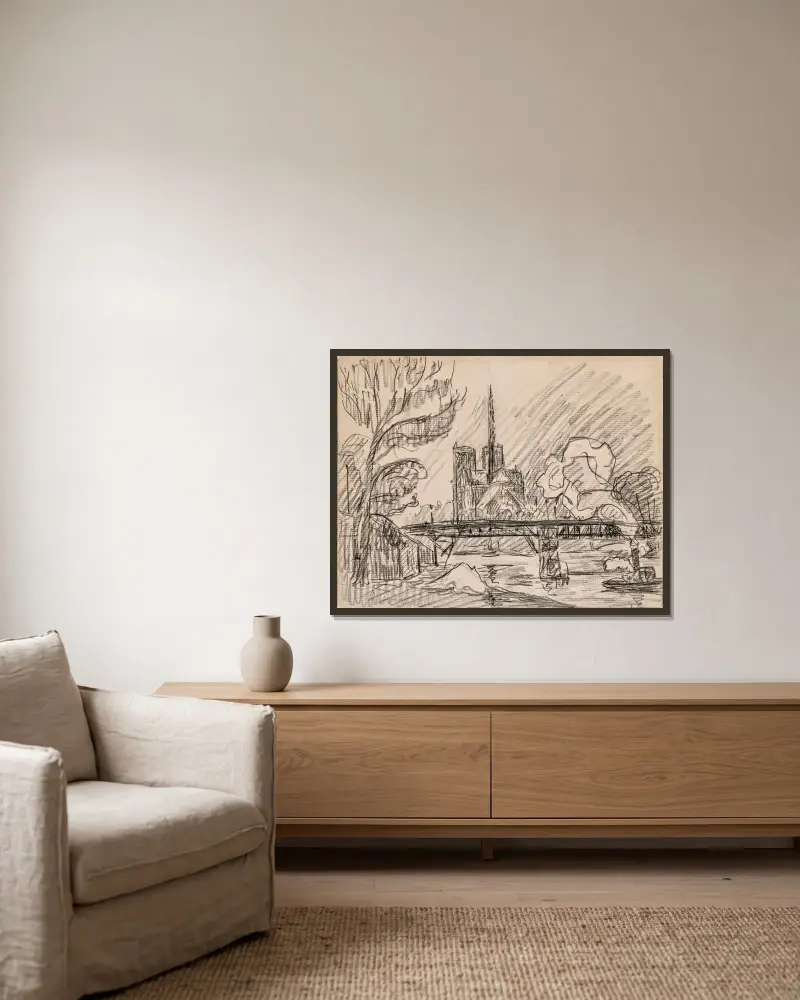 Paris. Notre-Dame von Paul Signac gerahmt an einer Wand