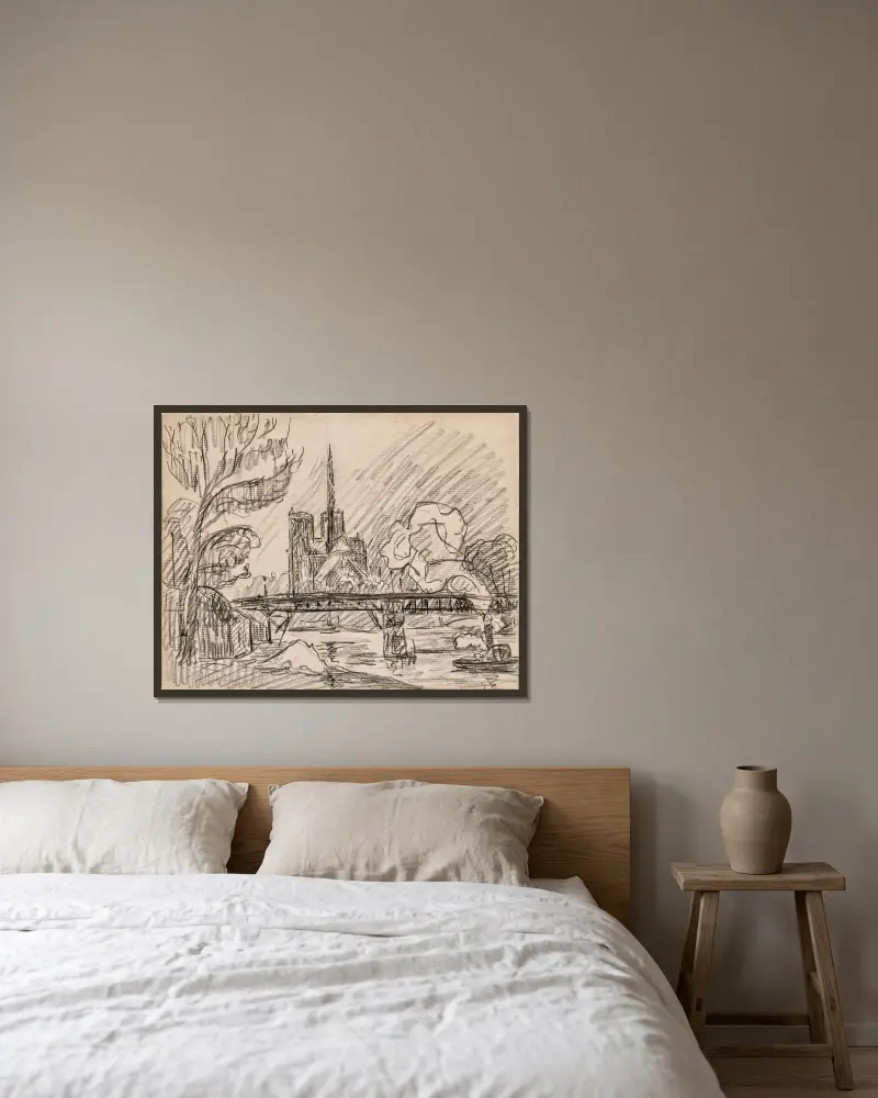 Paris. Notre-Dame von Paul Signac gerahmt an einer Wand