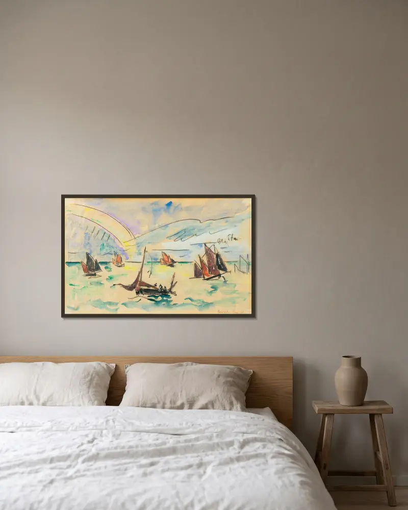 Réville von Paul Signac gerahmt an einer Wand