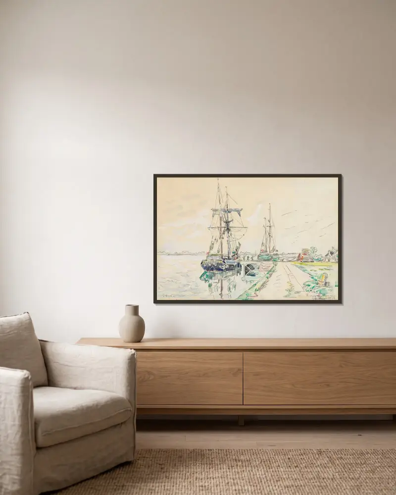 Rivière de Vannes von Paul Signac gerahmt an einer Wand