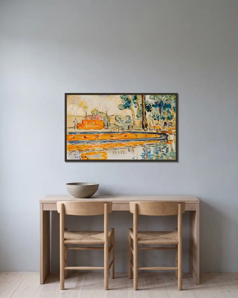 Fluss von Paul Signac gerahmt an einer Wand