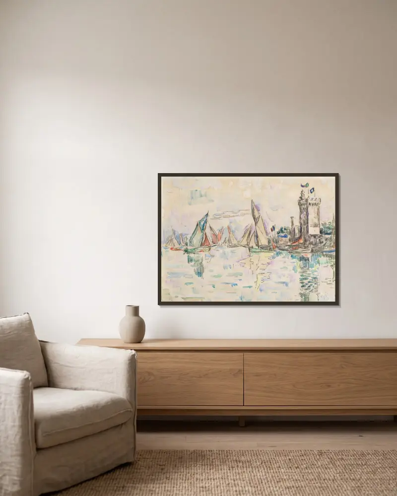 Sables d’Olonne, la tour d’Arundel av Paul Signac inramad på en vägg